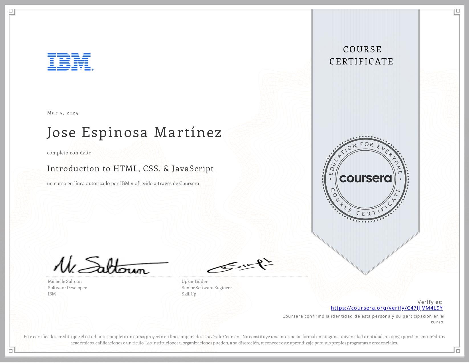 Certificado Coursera