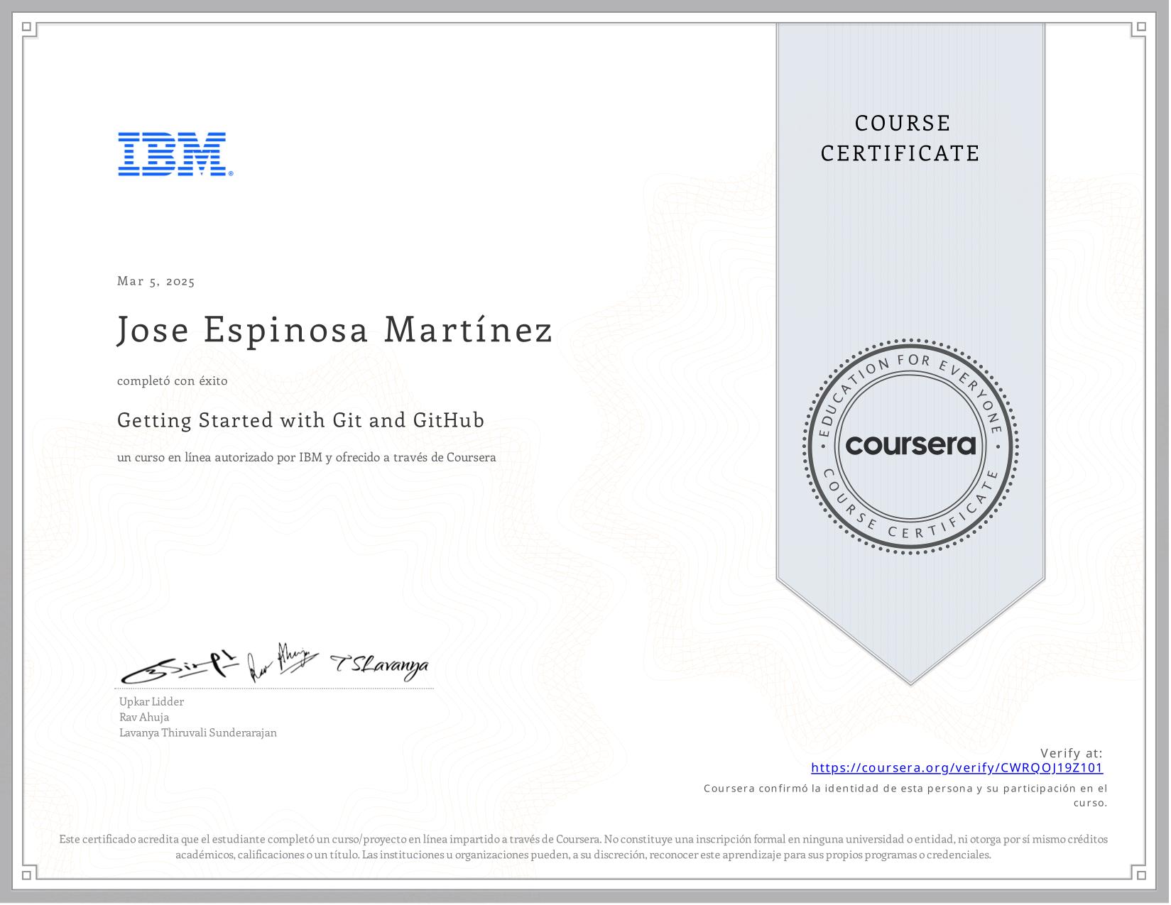 Certificado Coursera