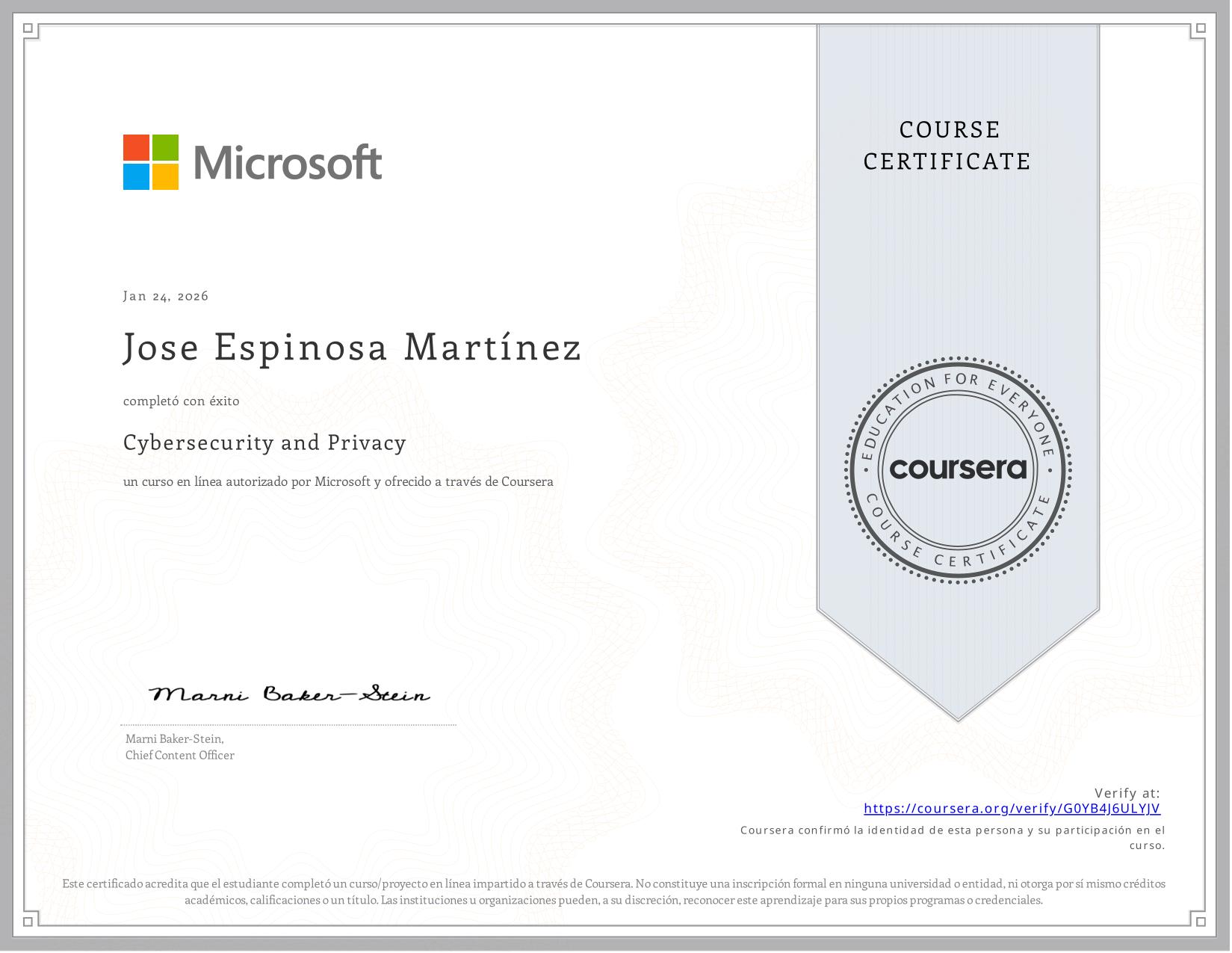 Certificado Coursera