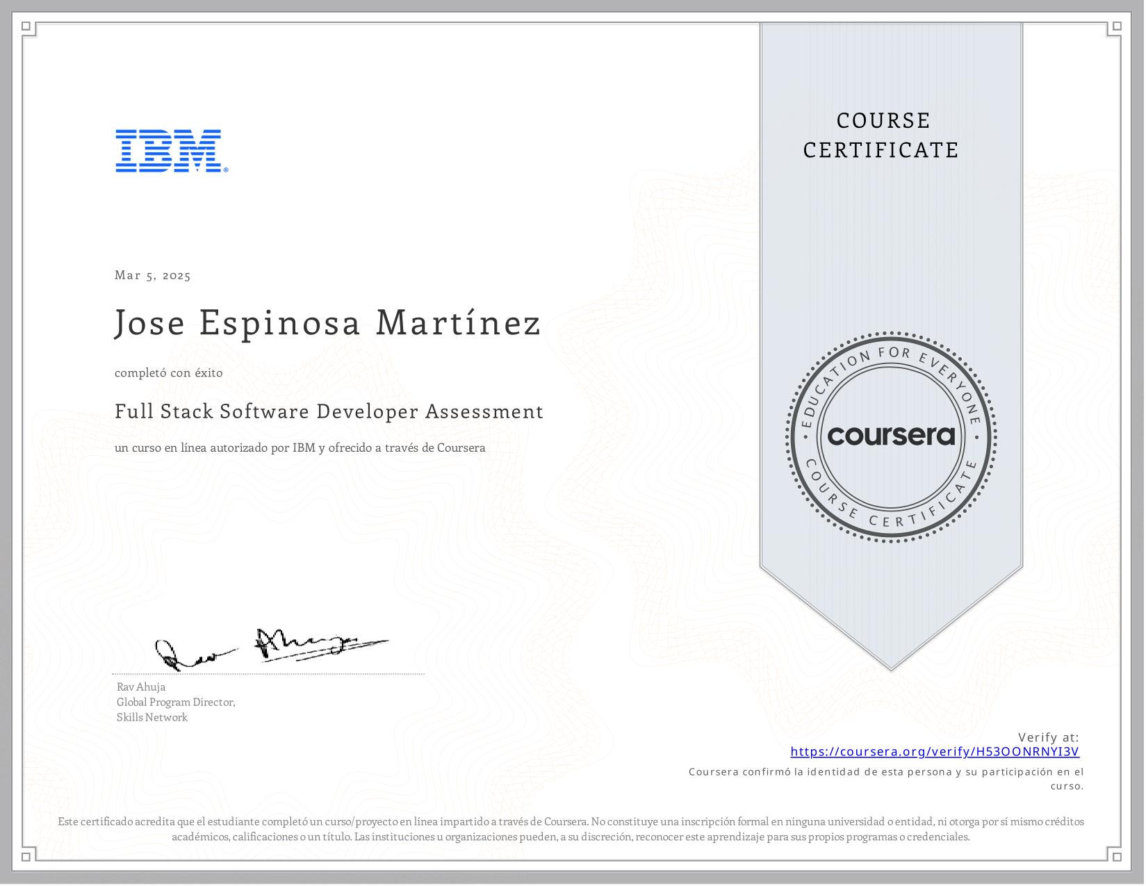 Certificado Coursera