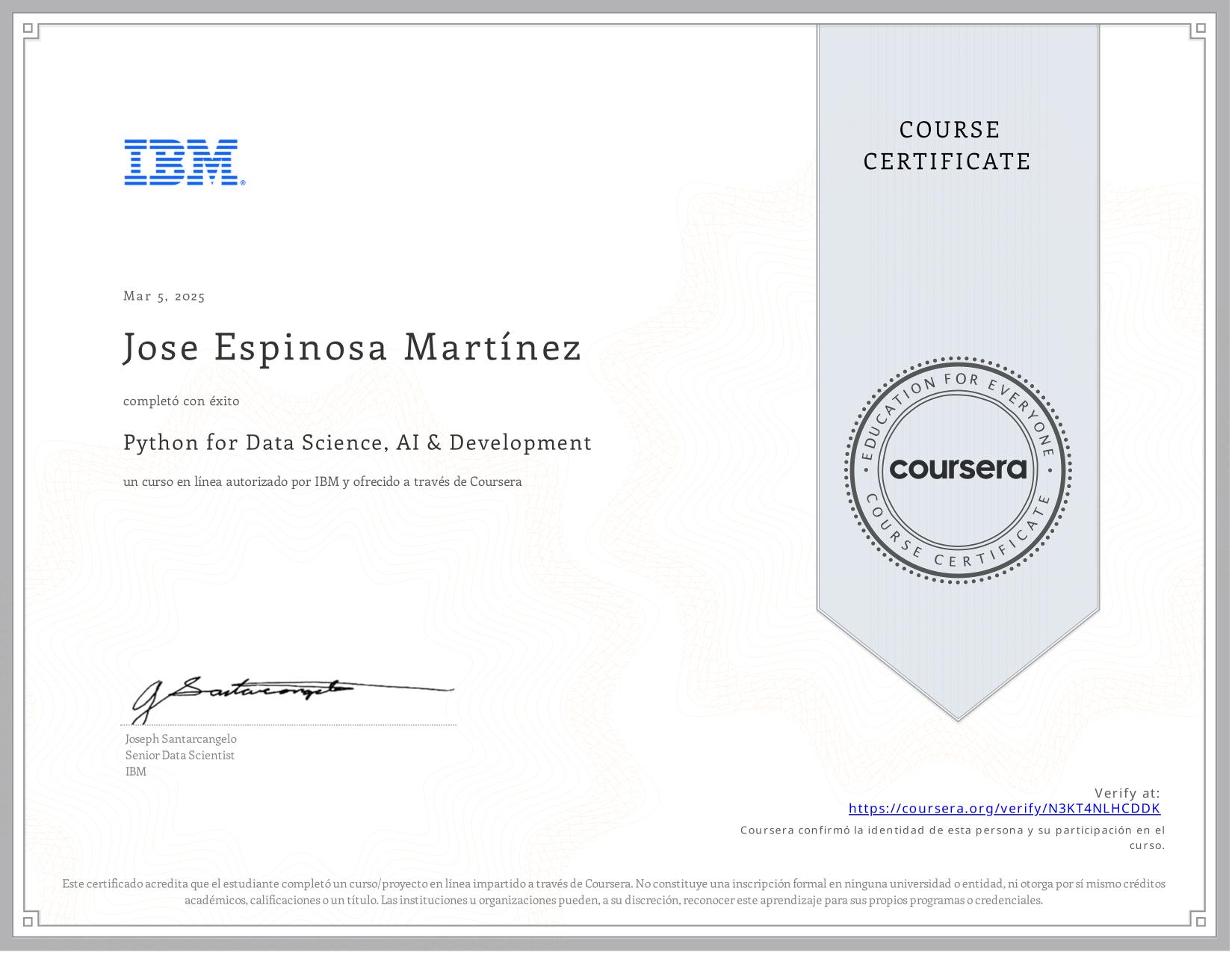 Certificado Coursera