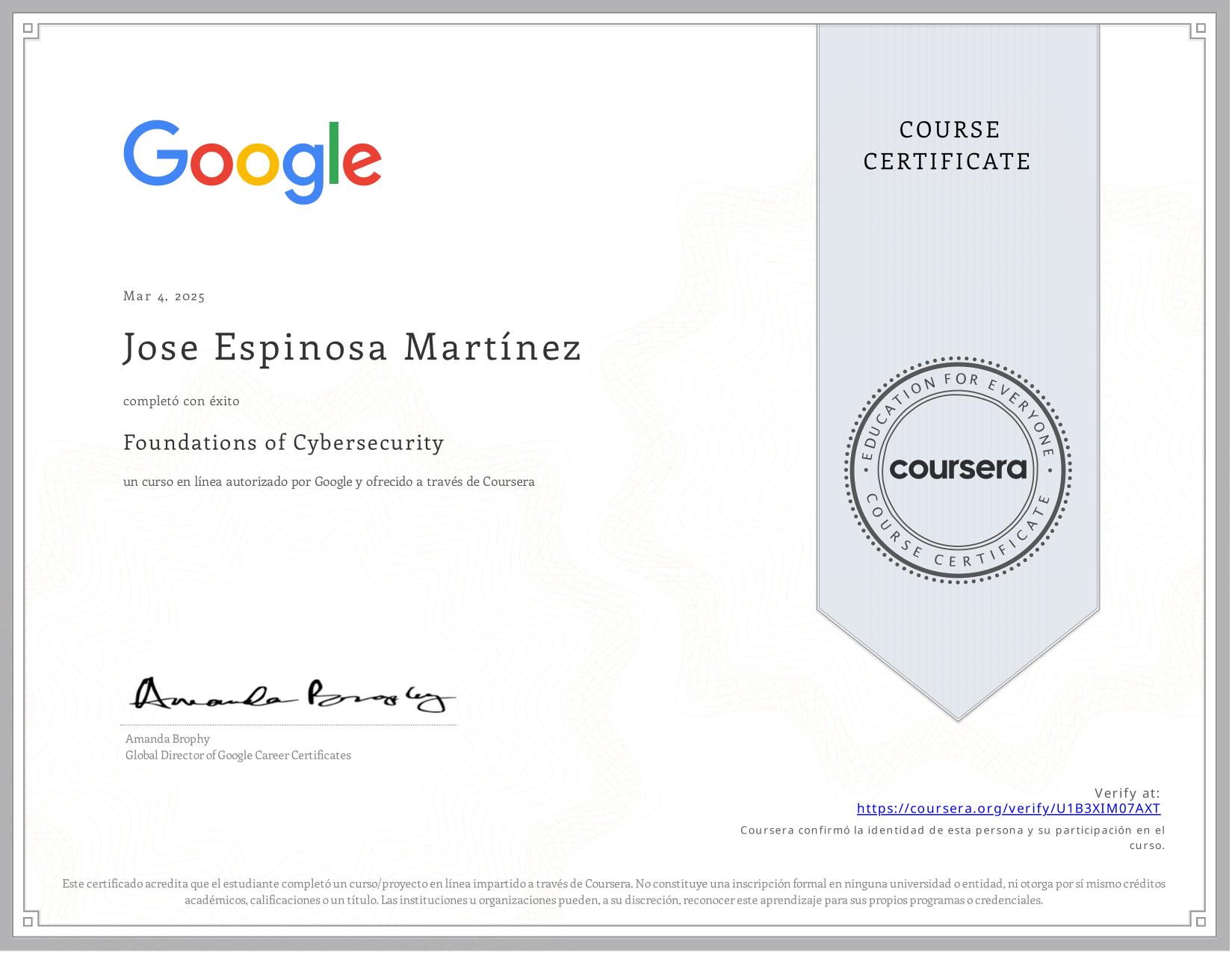Certificado Coursera